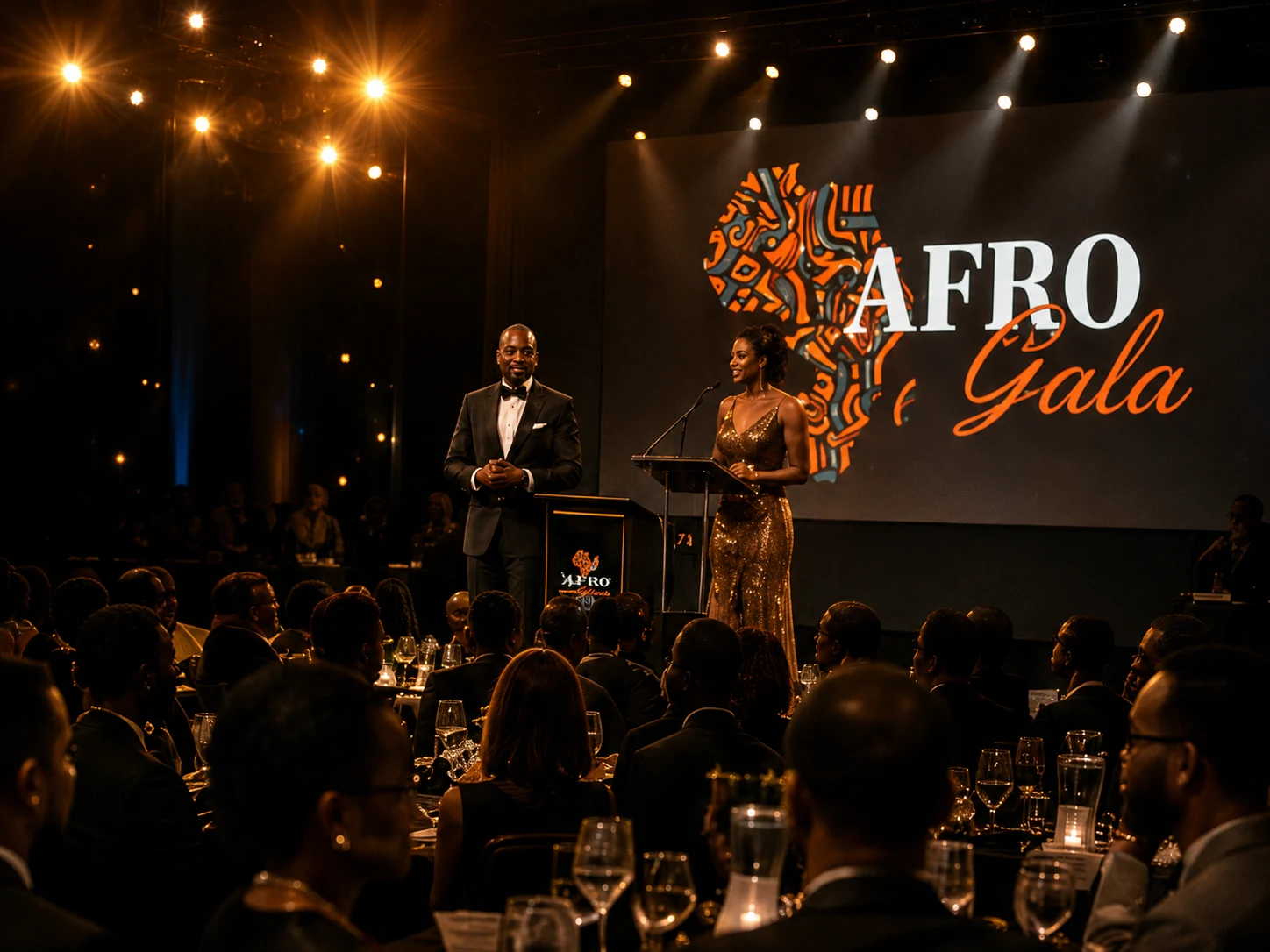 Invités de l’Afro Gala réunis aux Terrasses du Parc à Villeurbanne